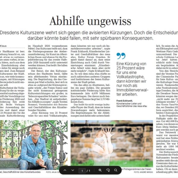 Abhilfe ungewiss: DNN berichtet über die Gegenwehr der Dresdner Kulturszene